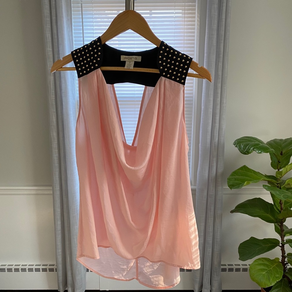 Arden B Pink Cowl Neck Top